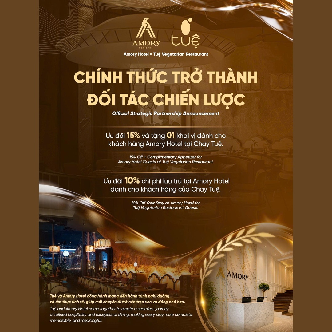 CHAY TUỆ VÀ AMORY HOTEL CHÍNH THỨC TRỞ THÀNH ĐỐI TÁC CHIẾN LƯỢC